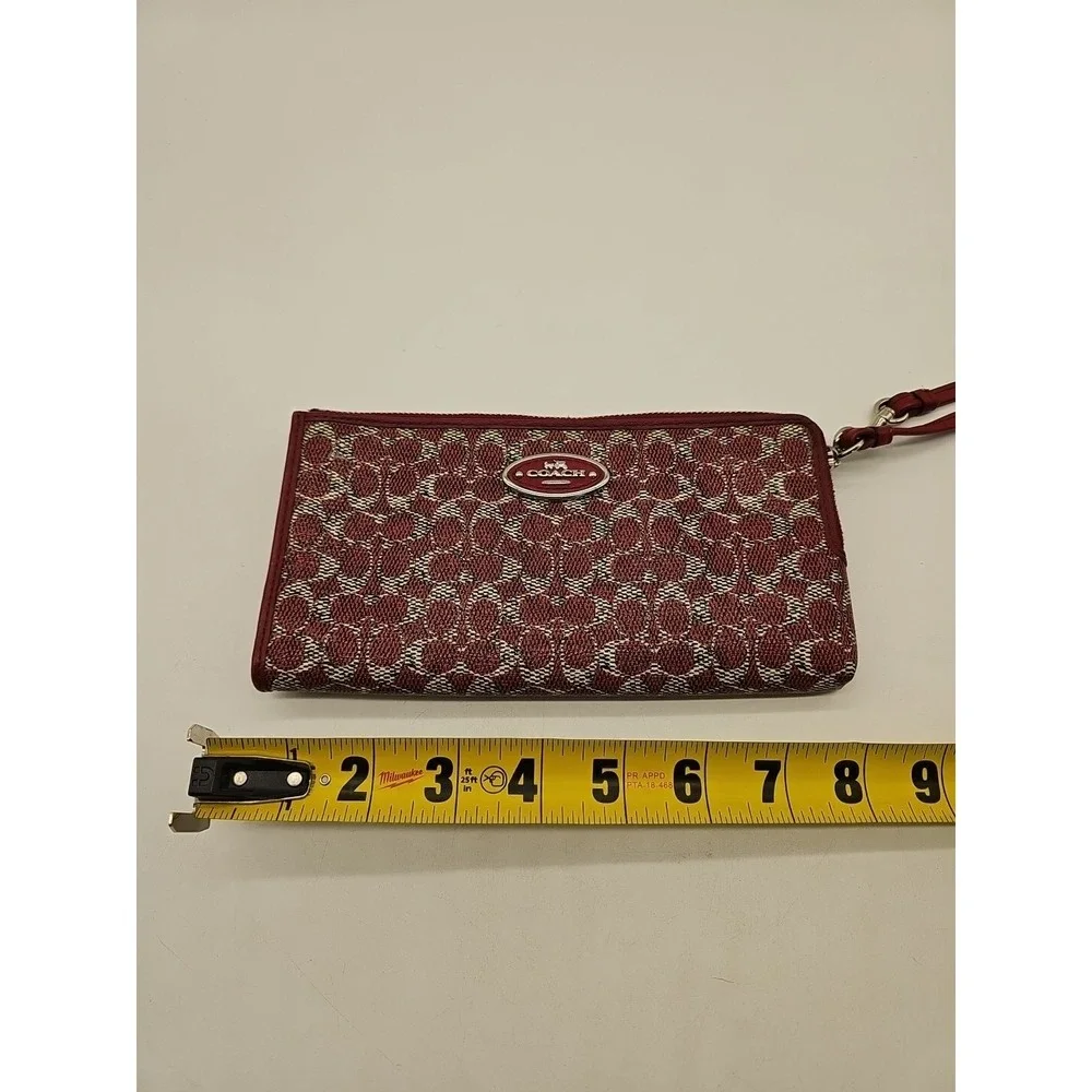 COACH wristlet wallet Coated Canvas SV/Red zip